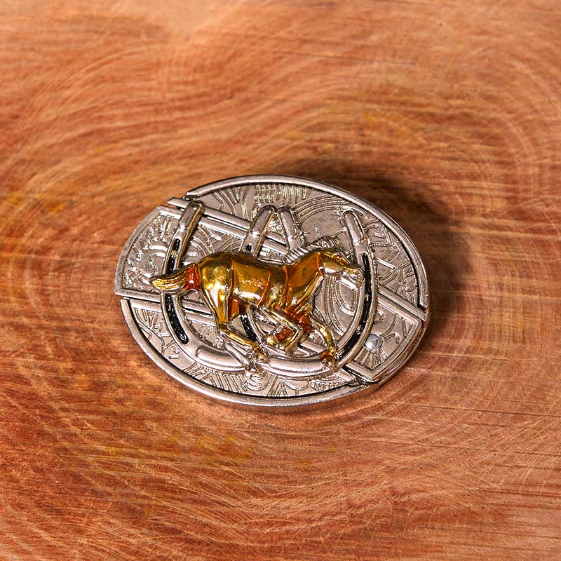 U Shaped Horse DIY Hidden Knife Western Buckle Leather Belt - Image 2