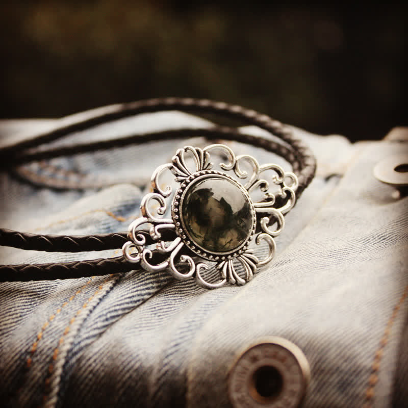 Unique Art Stone Medallion Pendant Bolo Tie - Image 3