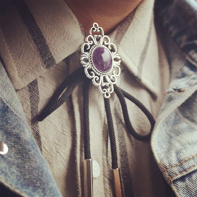 Unique Art Stone Medallion Pendant Bolo Tie - Image 7