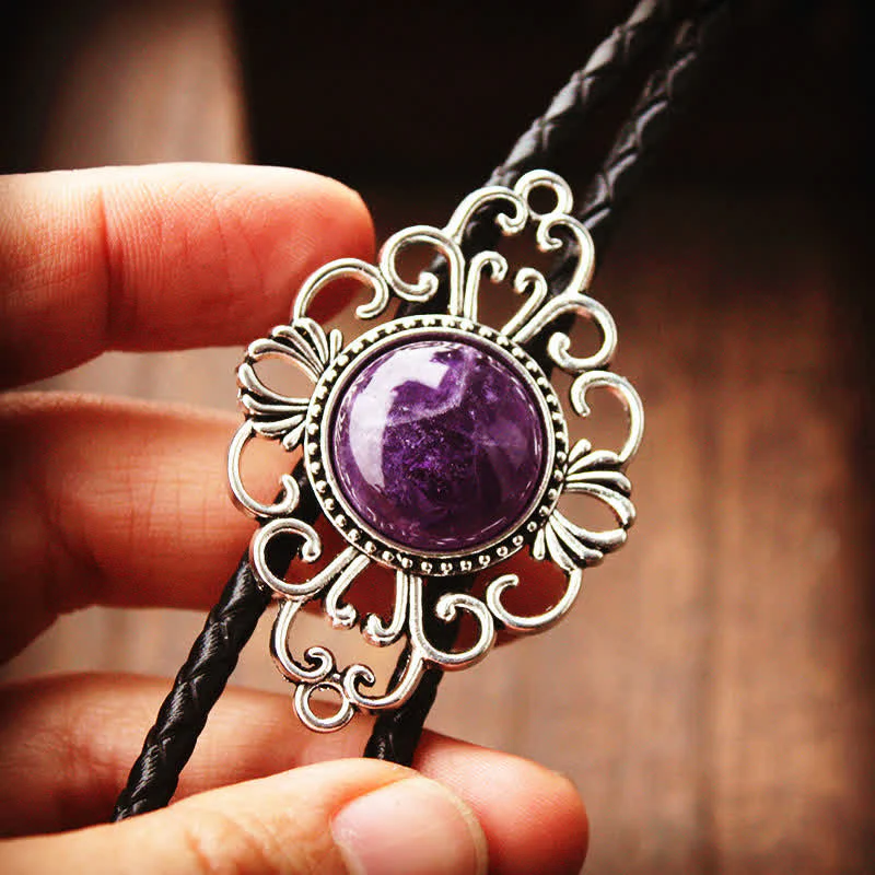 Unique Art Stone Medallion Pendant Bolo Tie - Image 8