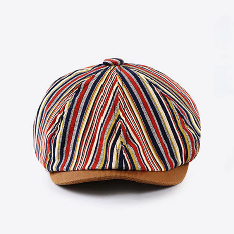 Unique Artist-Inspired Striped Octagonal Beret Hat - Image 2