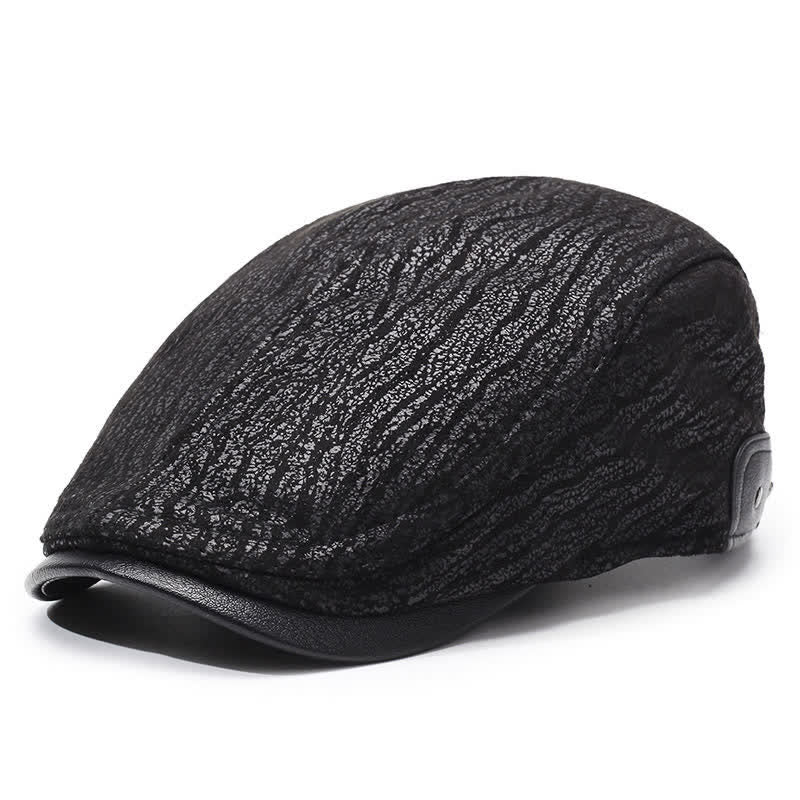 Unique Print Adjustable Side Leather Beret Hat - Image 10