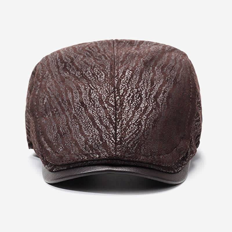 Unique Print Adjustable Side Leather Beret Hat - Image 2