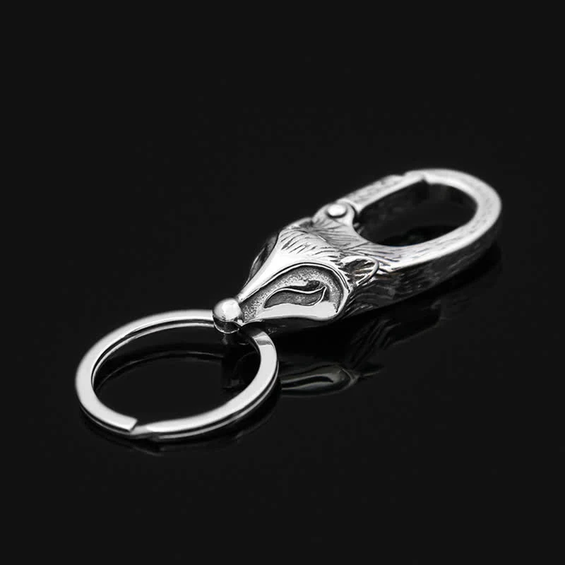 Unique Style Antique Silver Fox Head Keychain