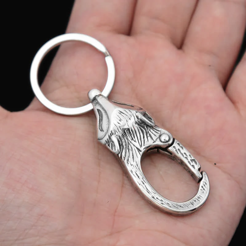 Unique Style Antique Silver Fox Head Keychain - Image 2