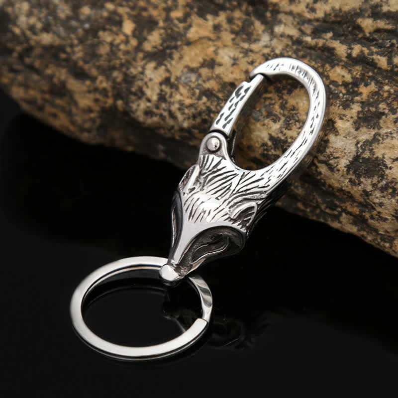 Unique Style Antique Silver Fox Head Keychain - Image 3