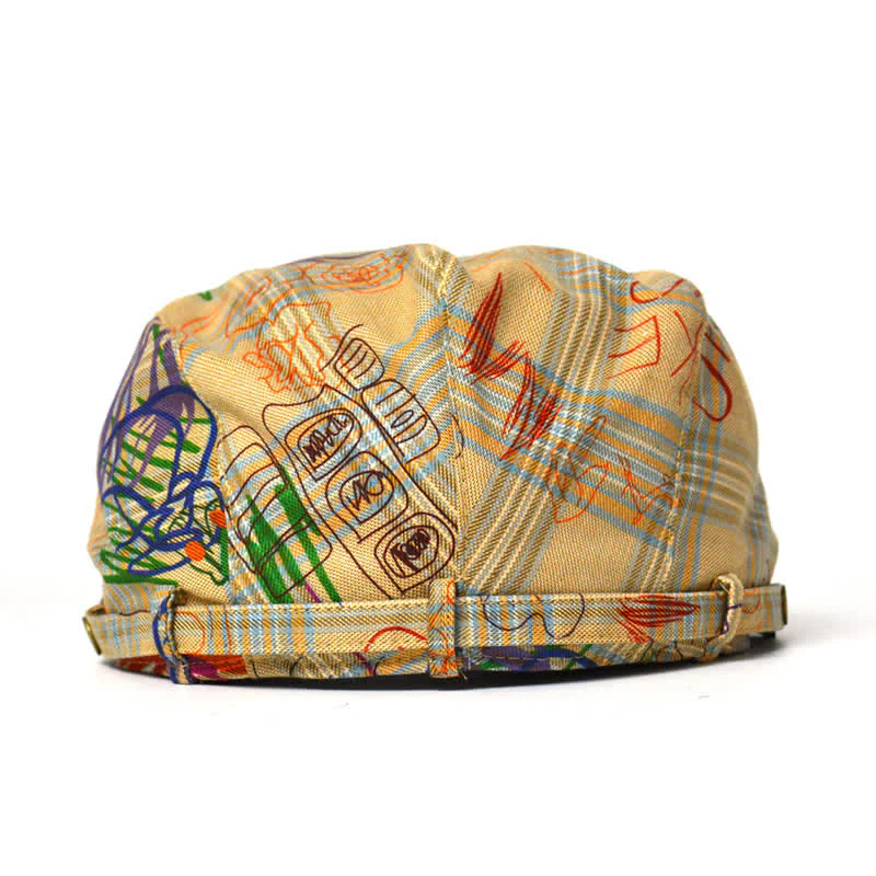 Unique Stylish Graffiti Pattern Plaid Beret Hat - Image 8