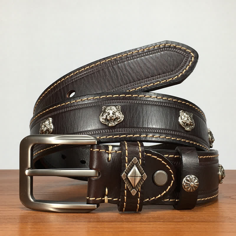 Unique Tiger Shape Rivet Studded Leather Belt - Image 10