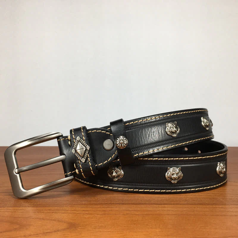 Unique Tiger Shape Rivet Studded Leather Belt - Image 4
