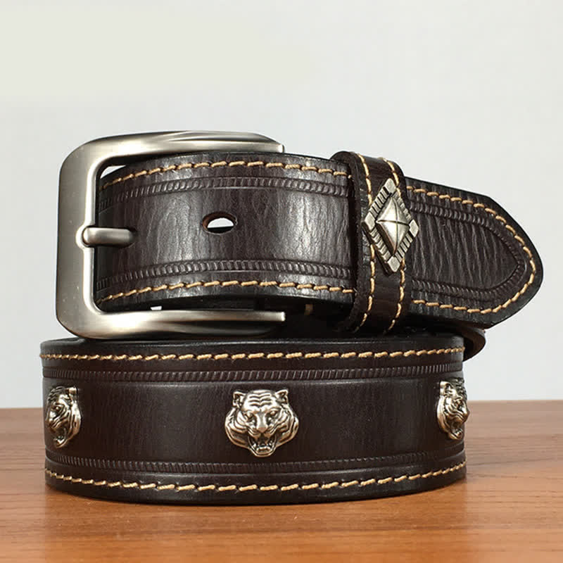 Unique Tiger Shape Rivet Studded Leather Belt - Image 8