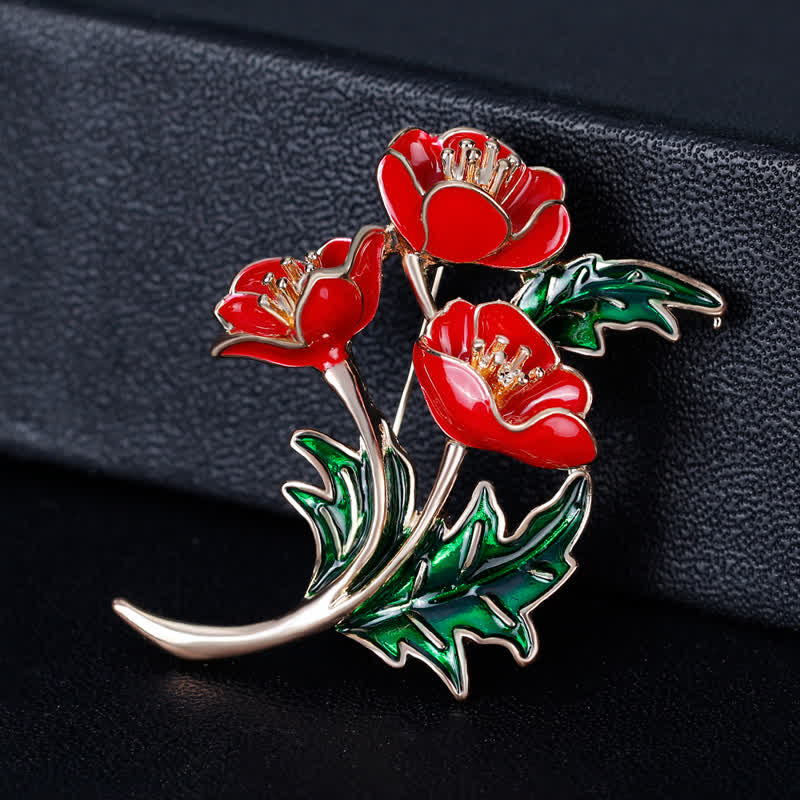 Unisex A Bunch Of Flower Poppy Brooch - Image 3