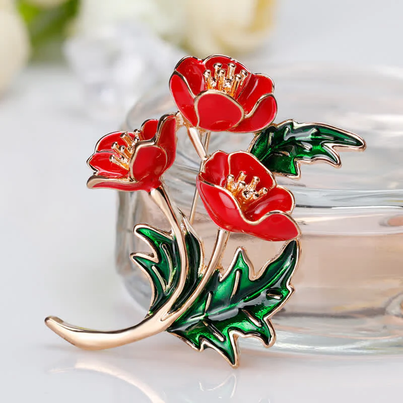 Unisex A Bunch Of Flower Poppy Brooch - Image 4