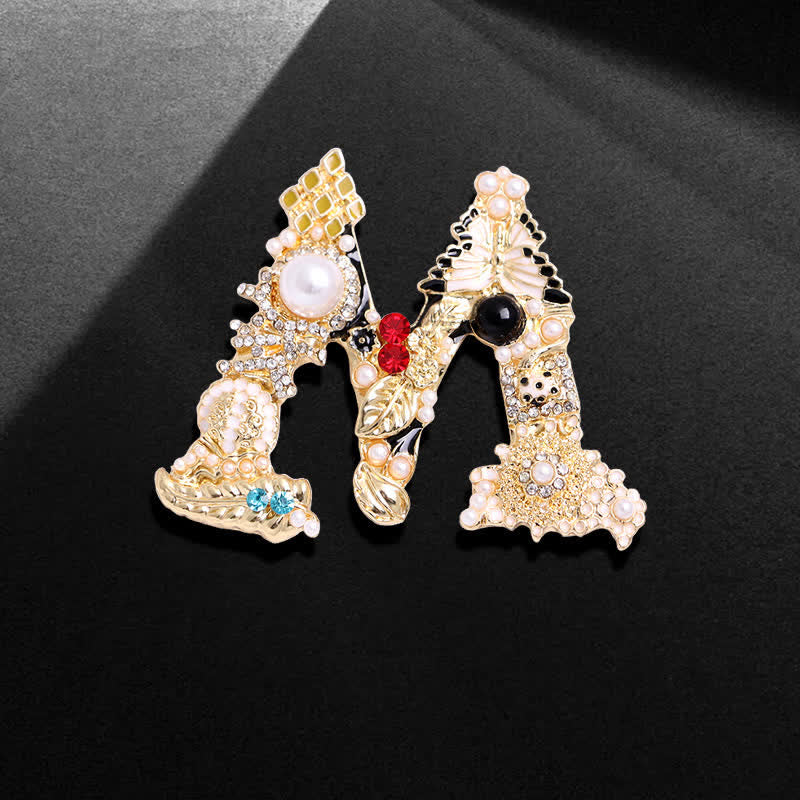 Unisex Baroque Pearl Letter Brooch - Image 9