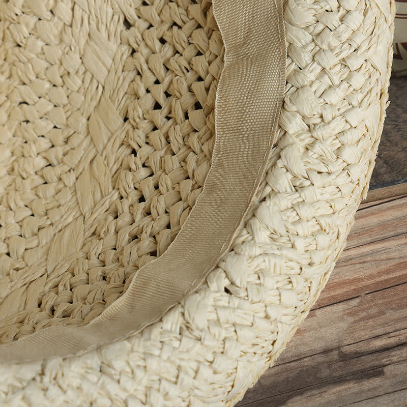 Unisex Boho Beach Handwork Summer Straw Fedora Hat - Image 7