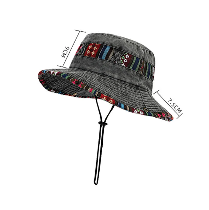 Unisex Boho Geometric Floral Bucket Hat - Image 6