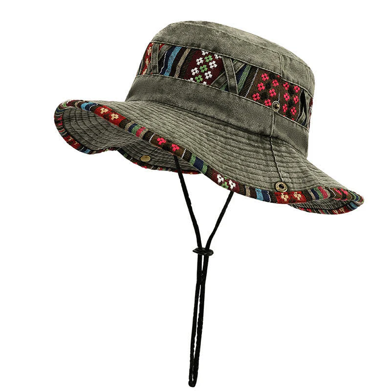 Unisex Boho Geometric Floral Bucket Hat - Image 7