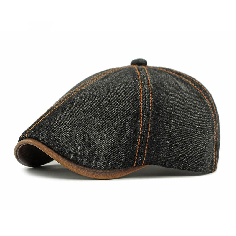 Unisex British Retro Washed Denim Beret Hat - Image 4