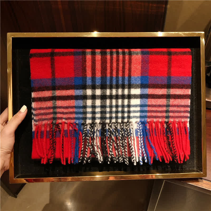 Unisex Lamb Edinburgh Big Warm Plaid Scarf - Image 13