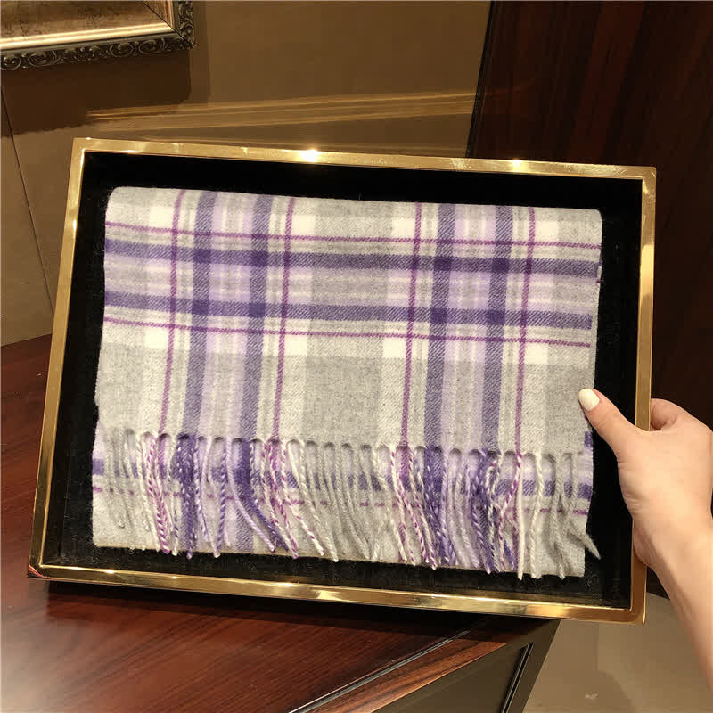 Unisex Lamb Edinburgh Big Warm Plaid Scarf - Image 3