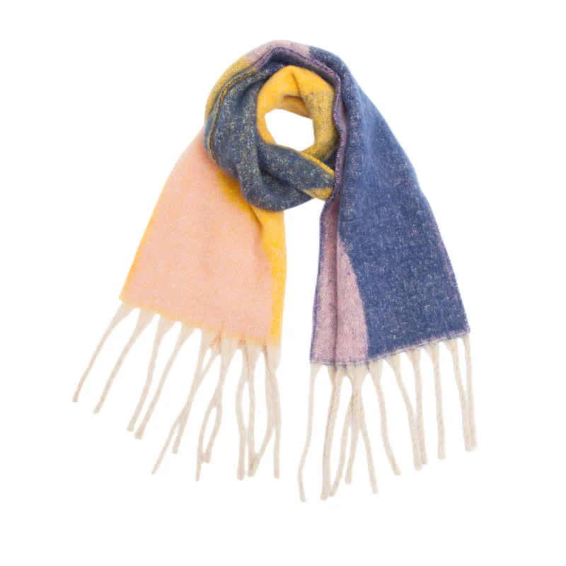 Unisex Chunky Color Abstract Tassel Roving Scarf - Image 13