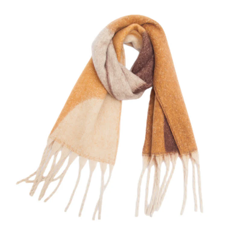 Unisex Chunky Color Abstract Tassel Roving Scarf - Image 2
