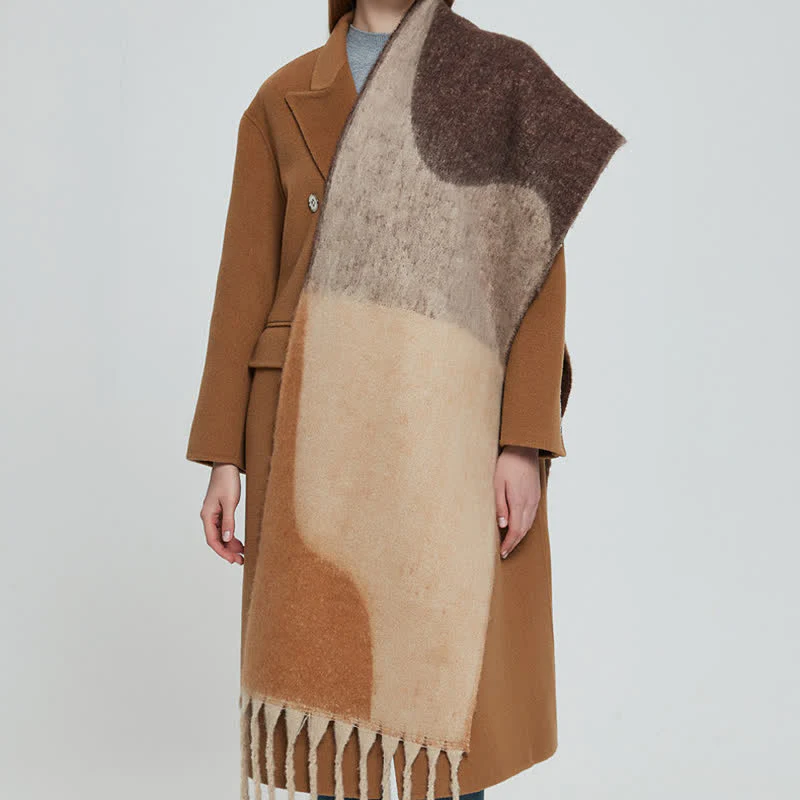 Unisex Chunky Color Abstract Tassel Roving Scarf - Image 5