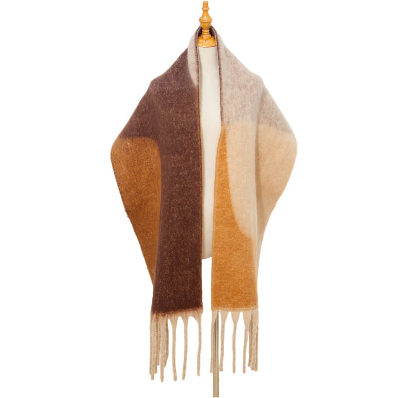 Unisex Chunky Color Abstract Tassel Roving Scarf - Image 7