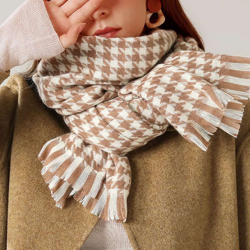 Unisex Classic Houndstooth Imitation Cashmere Scarf - Image 10