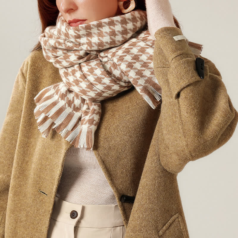 Unisex Classic Houndstooth Imitation Cashmere Scarf - Image 11