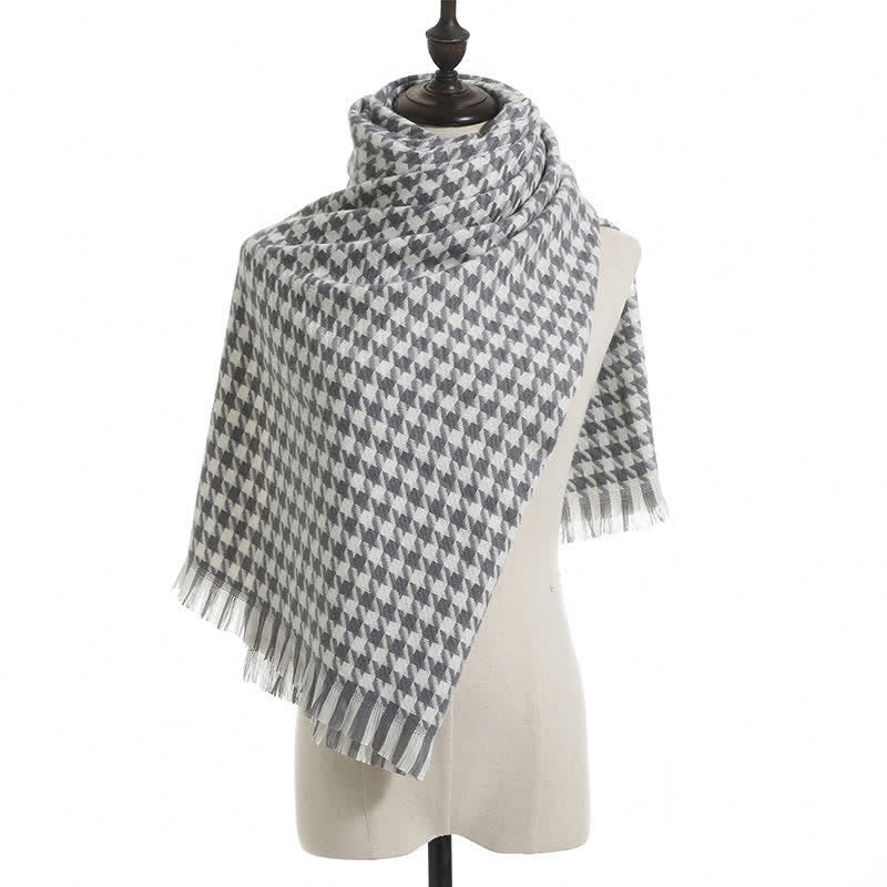 Unisex Classic Houndstooth Imitation Cashmere Scarf - Image 13