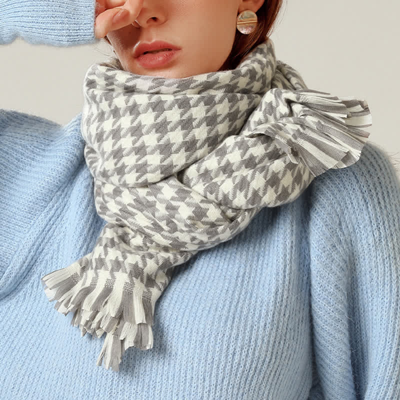 Unisex Classic Houndstooth Imitation Cashmere Scarf - Image 14