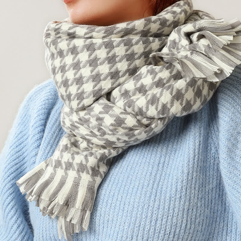 Unisex Classic Houndstooth Imitation Cashmere Scarf - Image 15