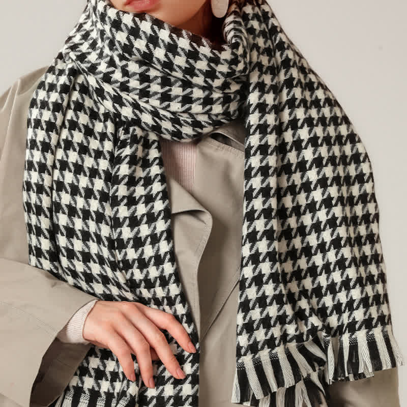 Unisex Classic Houndstooth Imitation Cashmere Scarf - Image 2