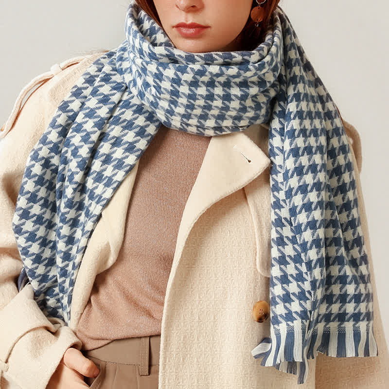 Unisex Classic Houndstooth Imitation Cashmere Scarf - Image 23