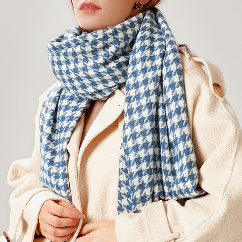 Unisex Classic Houndstooth Imitation Cashmere Scarf - Image 24