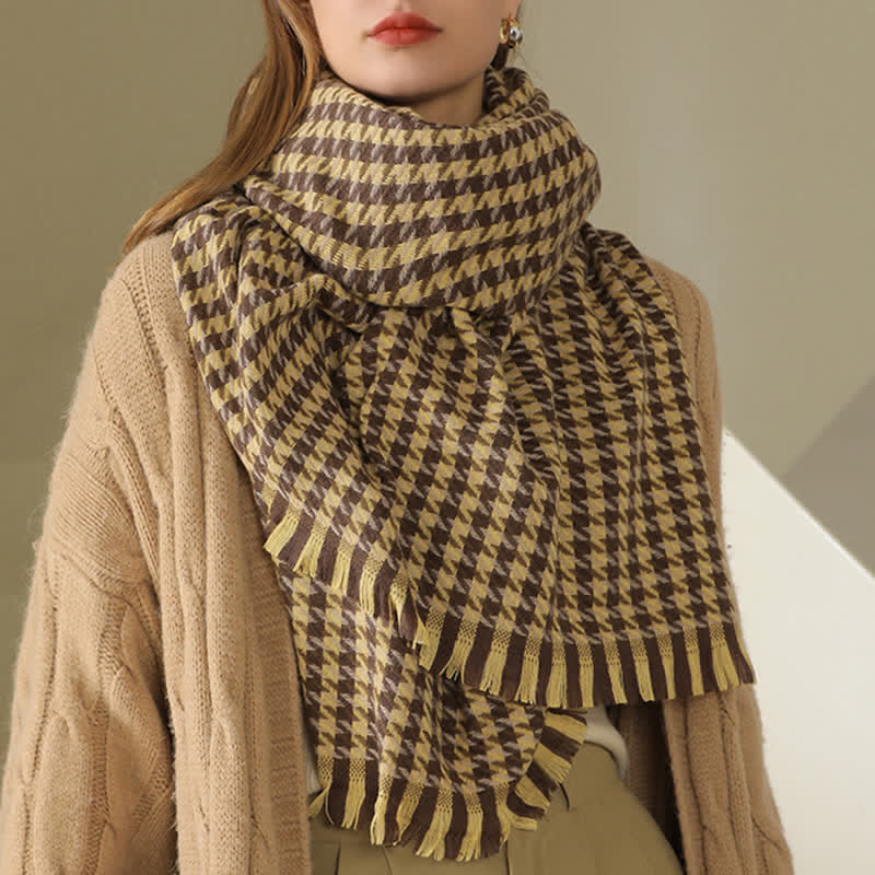 Unisex Classic Houndstooth Imitation Cashmere Scarf - Image 29