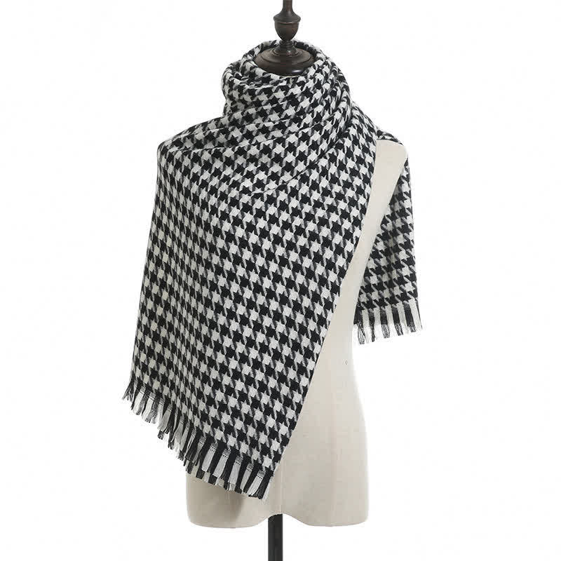 Unisex Classic Houndstooth Imitation Cashmere Scarf - Image 3