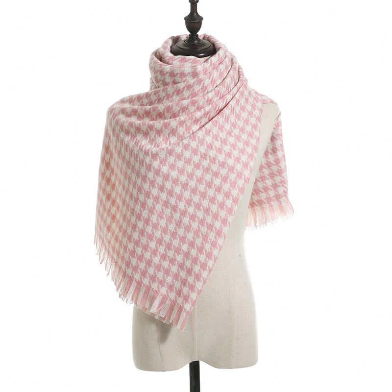 Unisex Classic Houndstooth Imitation Cashmere Scarf - Image 4