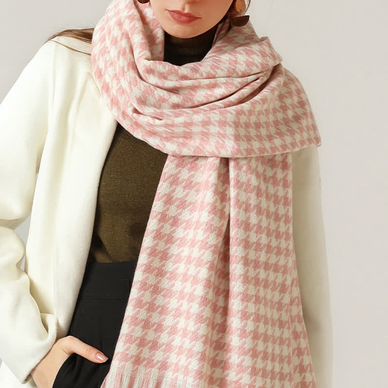 Unisex Classic Houndstooth Imitation Cashmere Scarf - Image 5