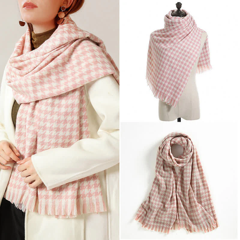 Unisex Classic Houndstooth Imitation Cashmere Scarf - Image 7