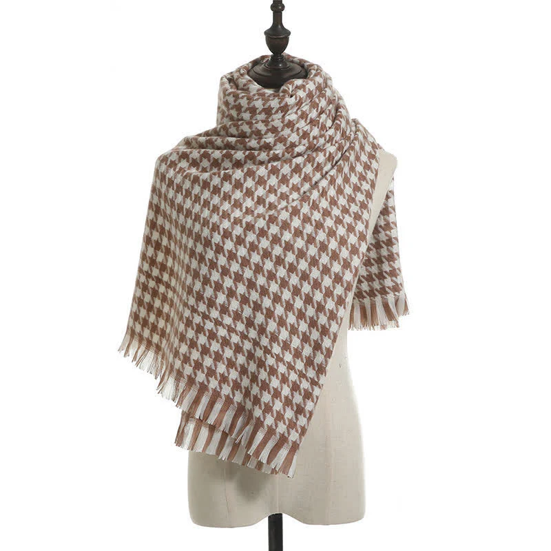 Unisex Classic Houndstooth Imitation Cashmere Scarf - Image 8