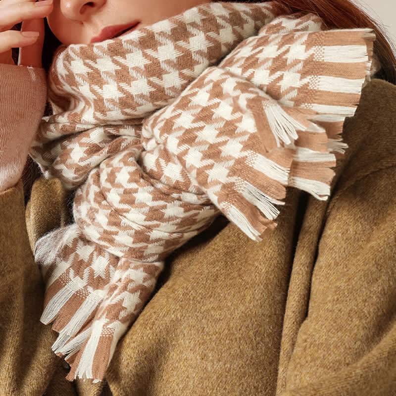Unisex Classic Houndstooth Imitation Cashmere Scarf - Image 9
