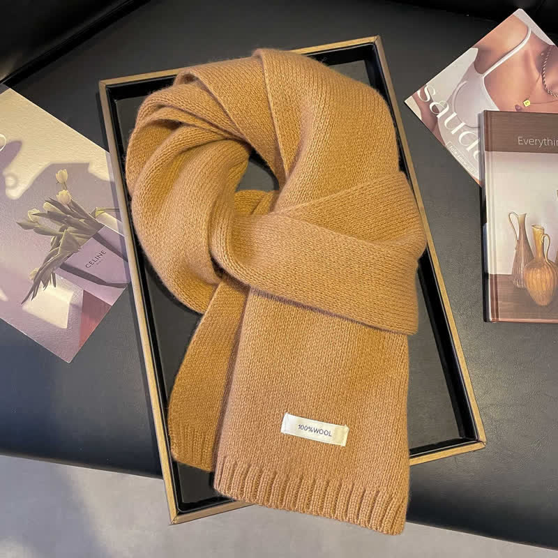 Unisex Classic Solid Color Knit Wool Scarf - Image 12