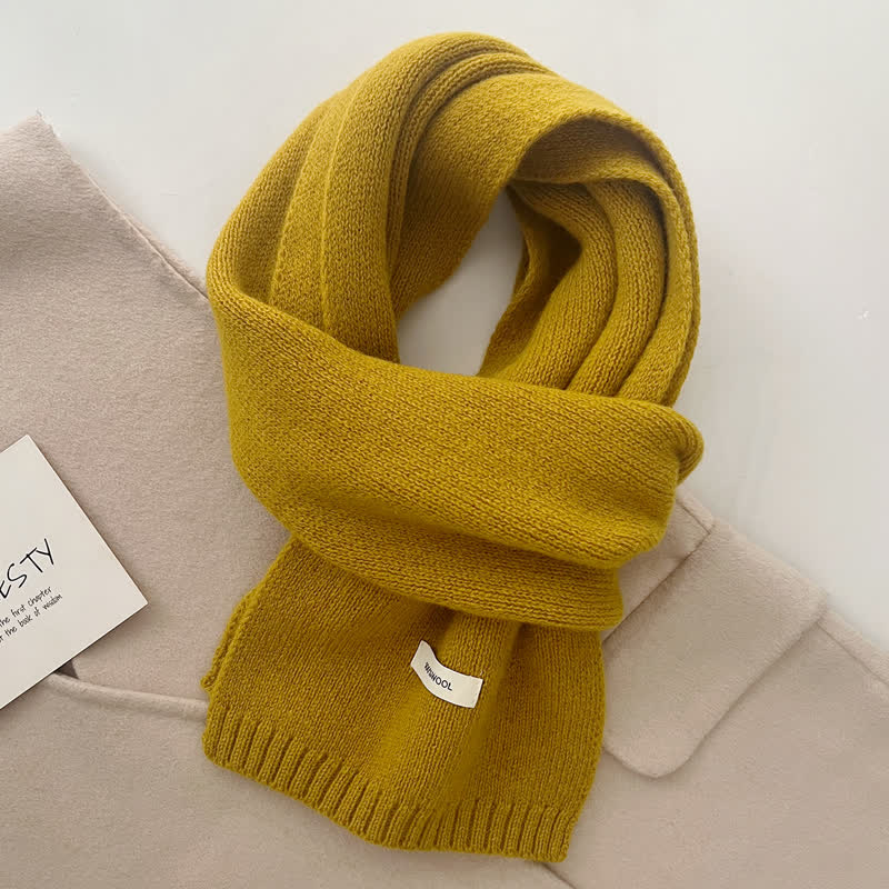 Unisex Classic Solid Color Knit Wool Scarf - Image 13