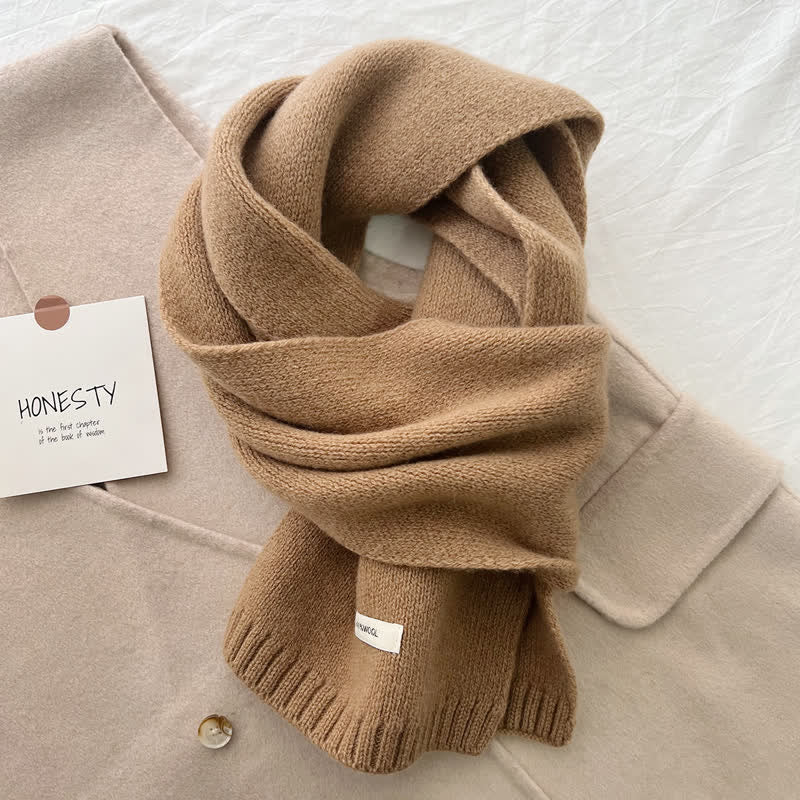 Unisex Classic Solid Color Knit Wool Scarf - Image 14