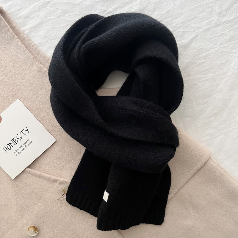 Unisex Classic Solid Color Knit Wool Scarf - Image 15