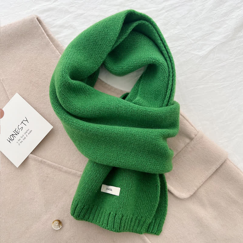 Unisex Classic Solid Color Knit Wool Scarf - Image 17