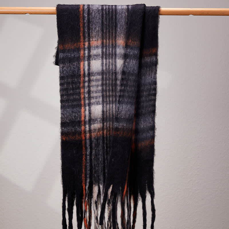 Unisex Classic Tassel Plaid Warm Scarf - Image 12