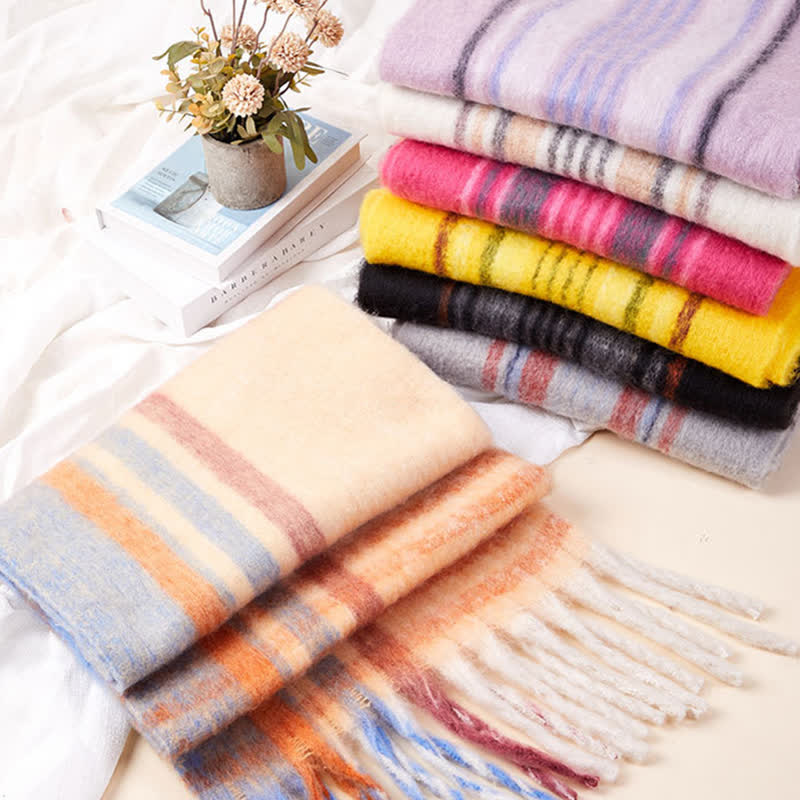 Unisex Classic Tassel Plaid Warm Scarf - Image 8