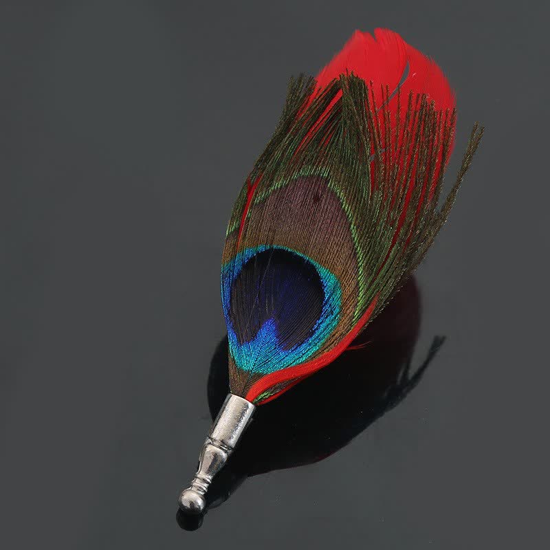 Unisex Classic Wedding Party Colorful Peacock Feather Brooch - Image 11